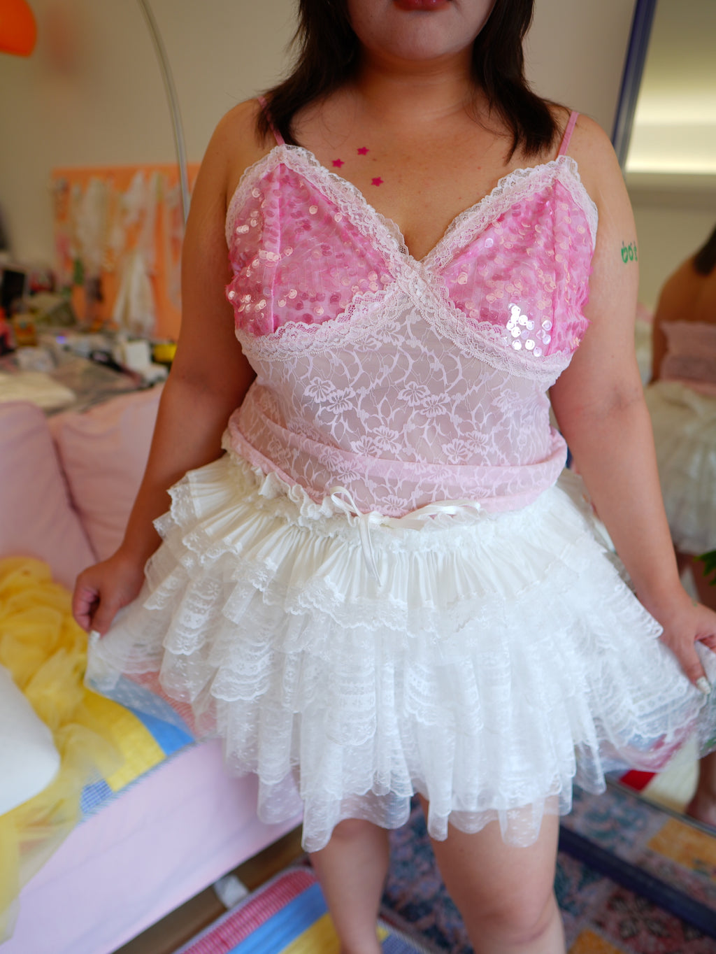 Hot Nipples Club White Tiered Lace Ballet Tutu with Safety Shorts ALL SIZES