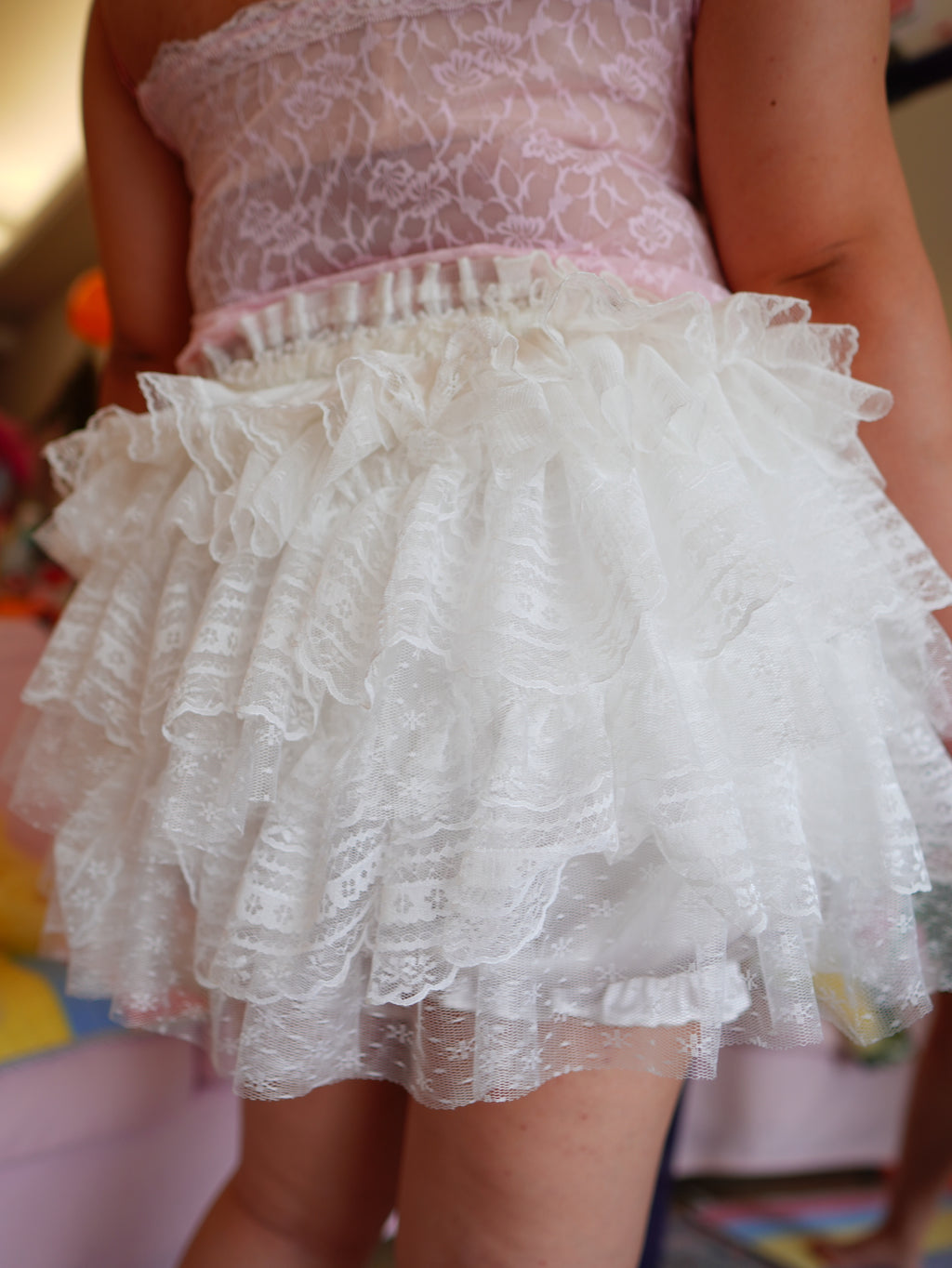 Hot Nipples Club White Tiered Lace Ballet Tutu with Safety Shorts ALL SIZES