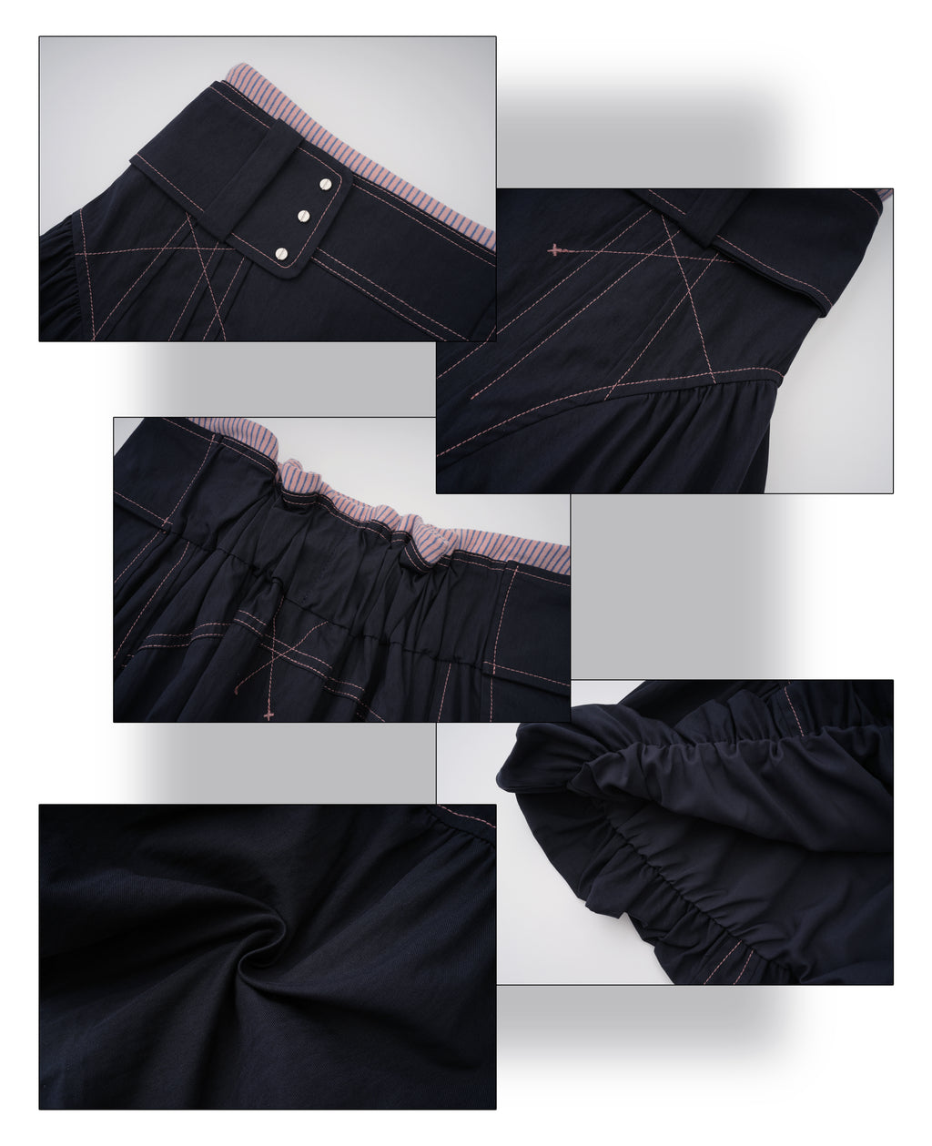 SassyLove 25SS Navy Topstitched Flouncy Bloomer Short Skirt