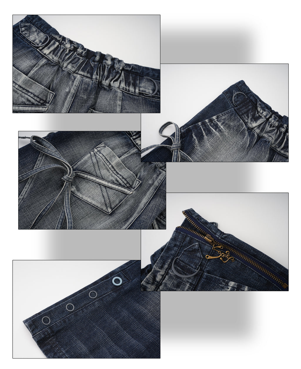 SassyLove 25SS Navy Crinkle-Waist Bow Tie Side-Button Capri Jeans