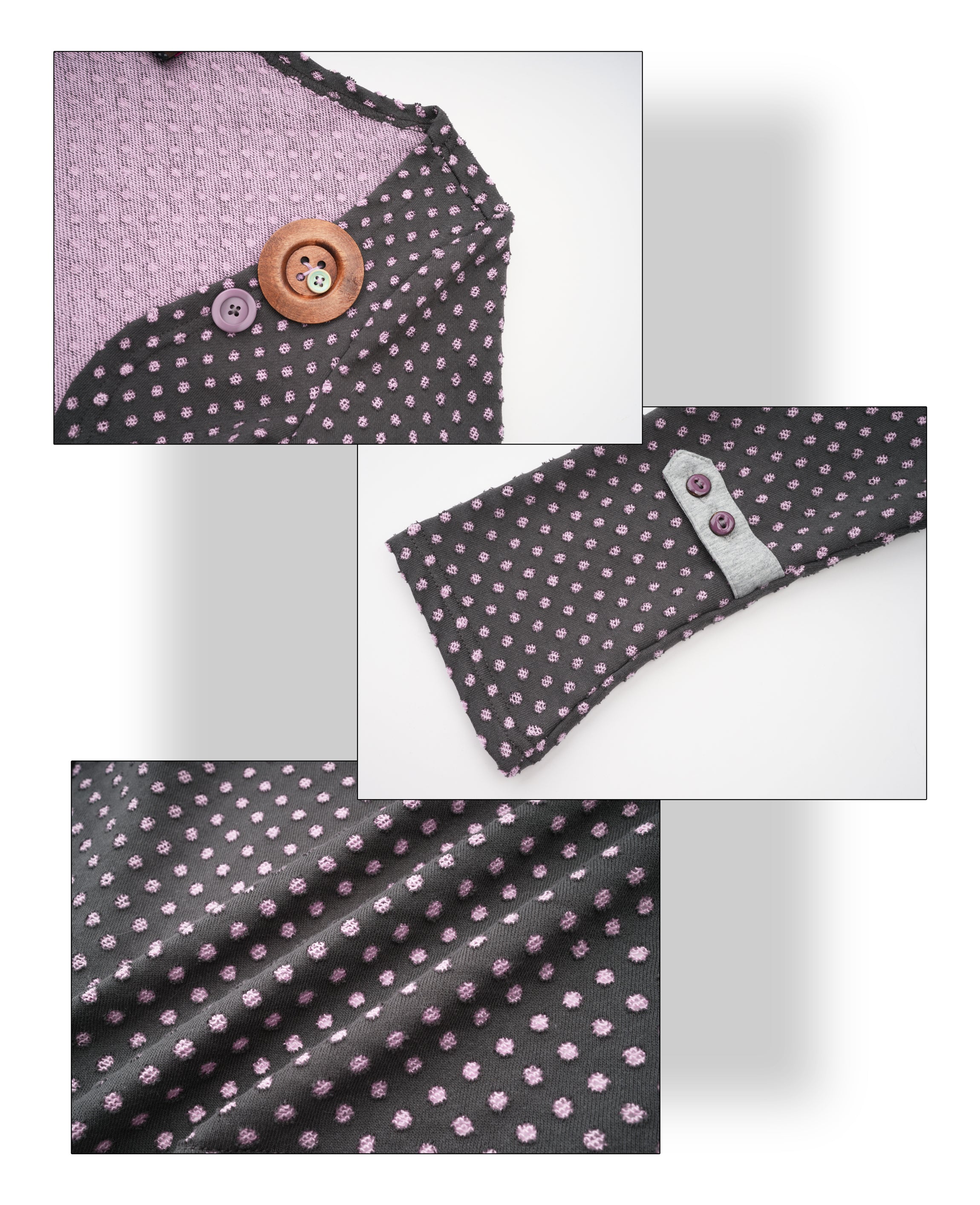 SassyLove 25SS Polka Dot Cropped Cardigan with Button