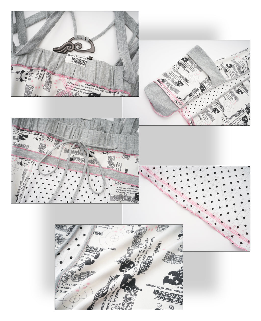 SassyLove 25SS Panda Print Bustier Oversized Pockets Dress