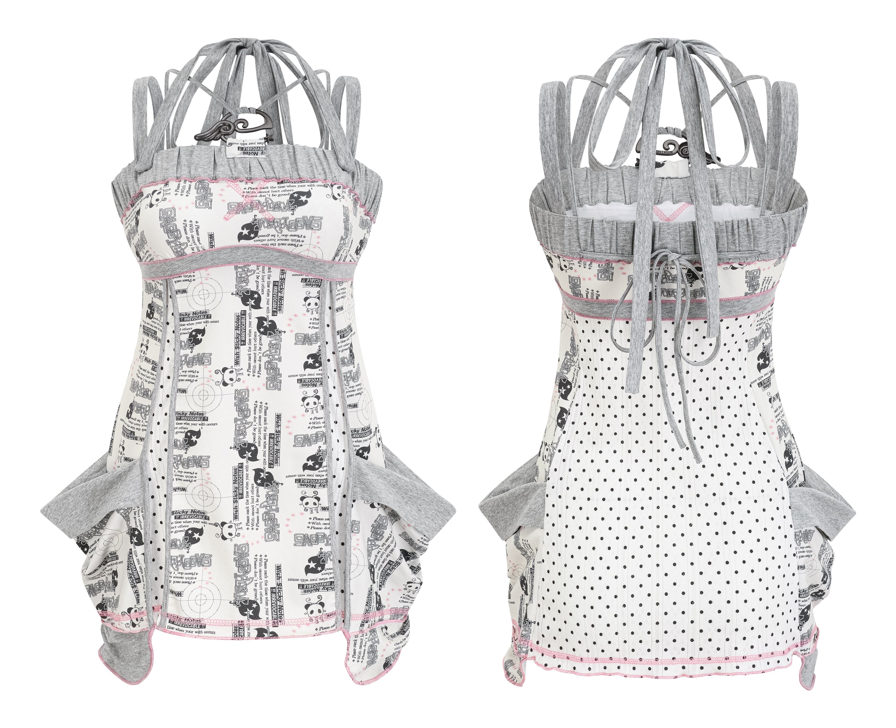 SassyLove 25SS Panda Print Bustier Oversized Pockets Dress