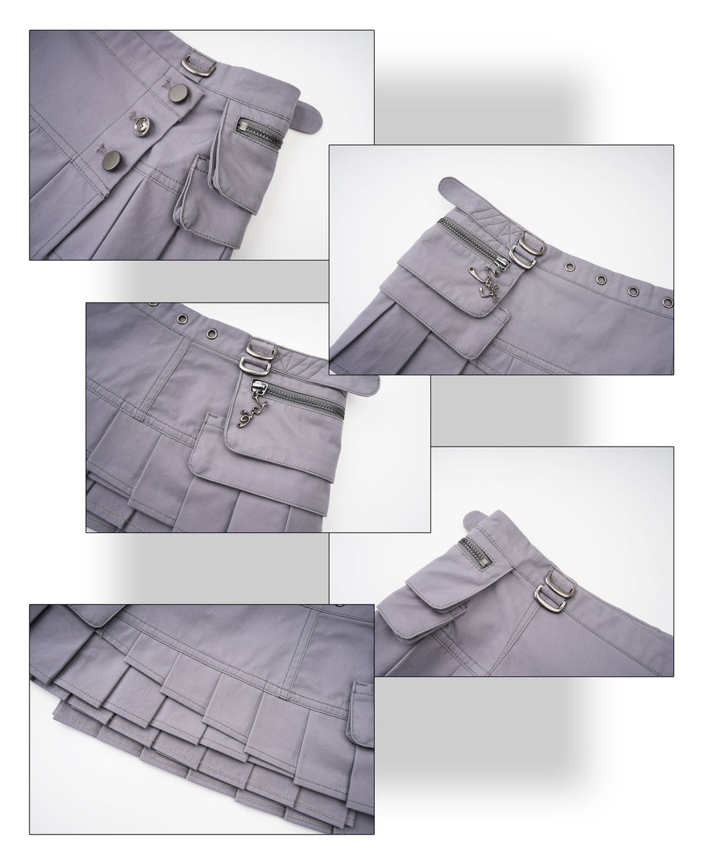 SassyLove 25SS Smoky Lavender Layered Pocket Mini Apron Skirt