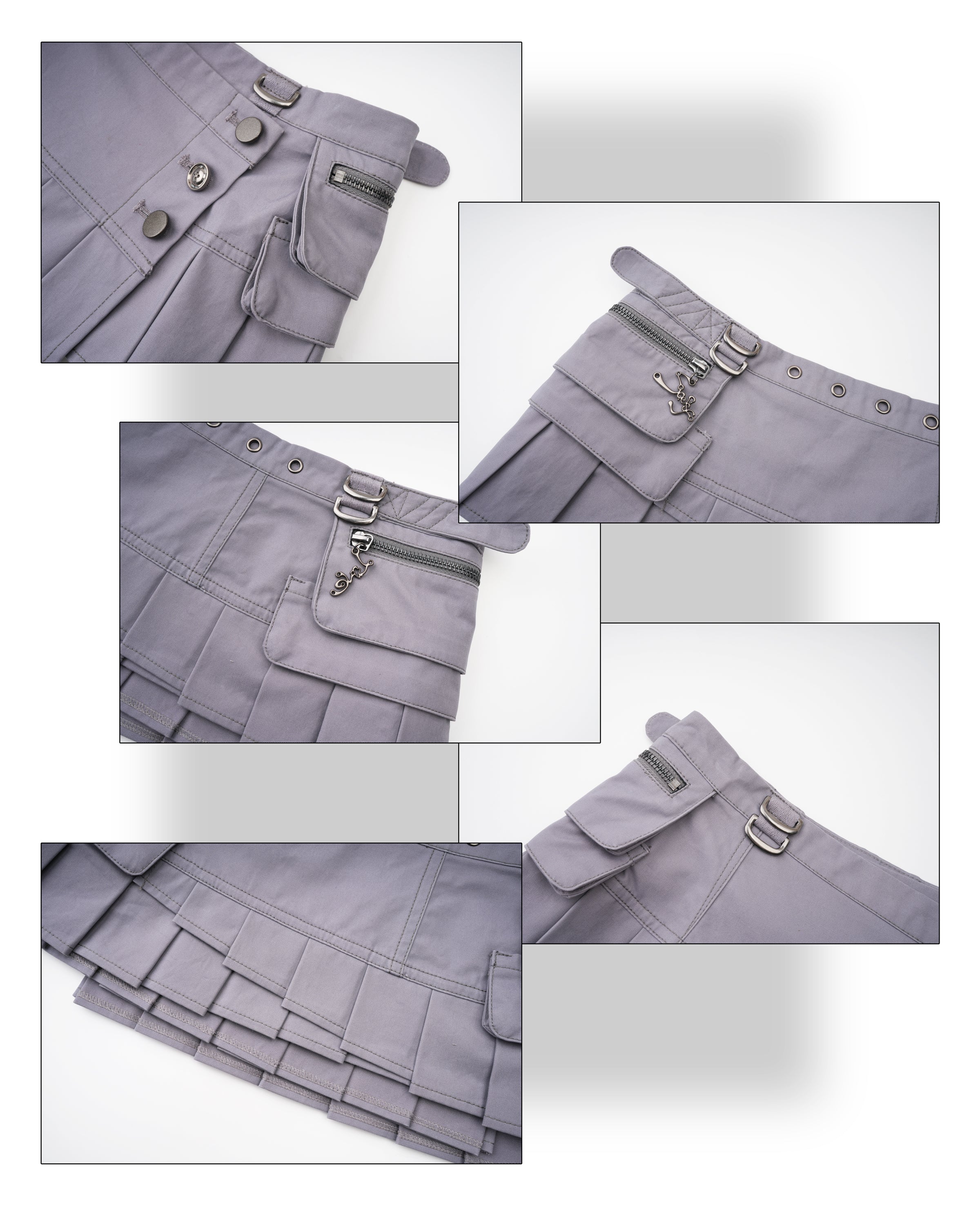 SassyLove 25SS Smoky Lavender Layered Pocket Mini Apron Skirt