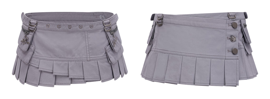SassyLove 25SS Smoky Lavender Layered Pocket Mini Apron Skirt