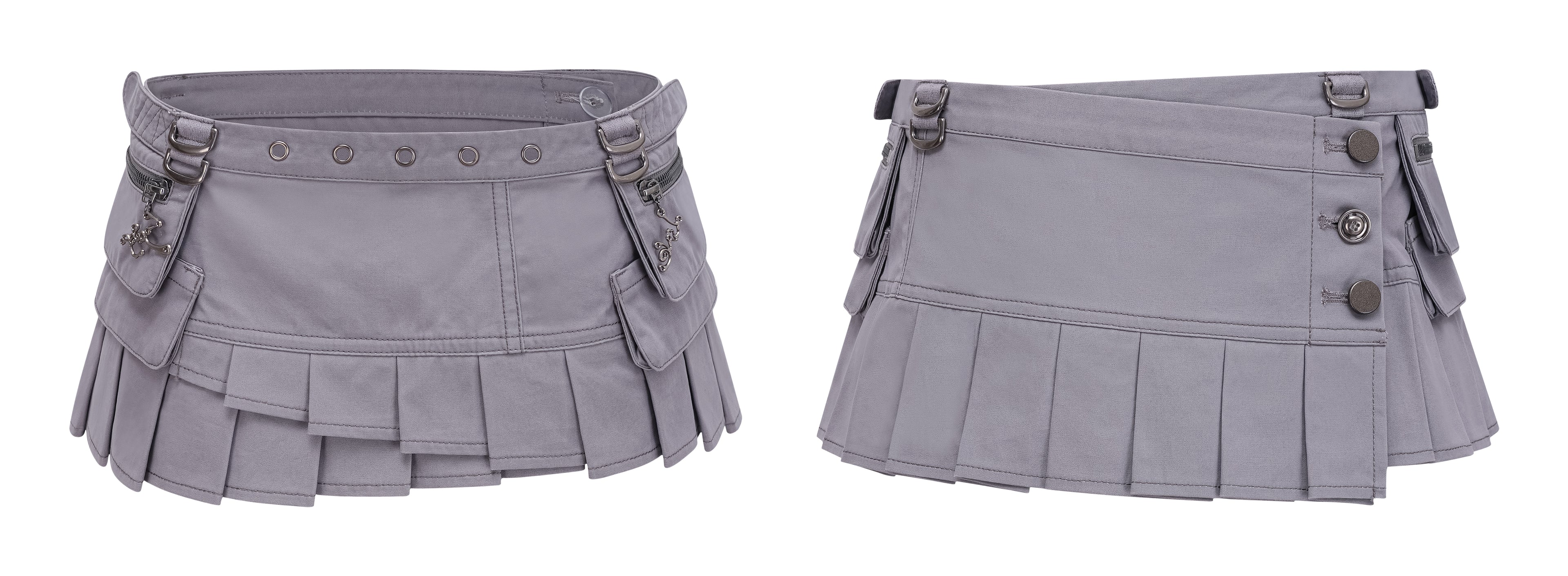SassyLove 25SS Smoky Lavender Layered Pocket Mini Apron Skirt