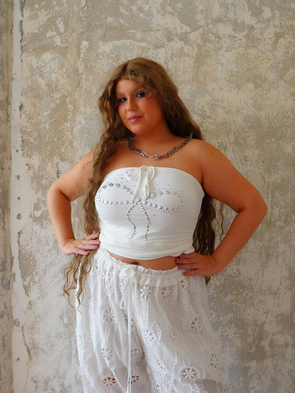 Hot Nipples Club Embroidery Lace Bloomer Capris Pants ALL SIZES