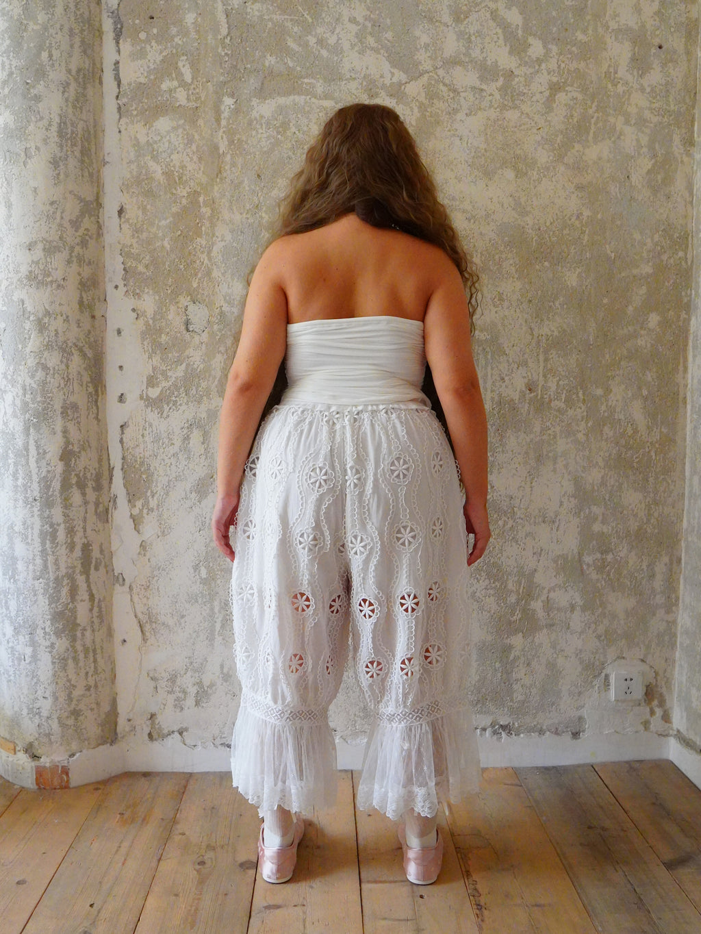 Hot Nipples Club Embroidery Lace Bloomer Capris Pants ALL SIZES