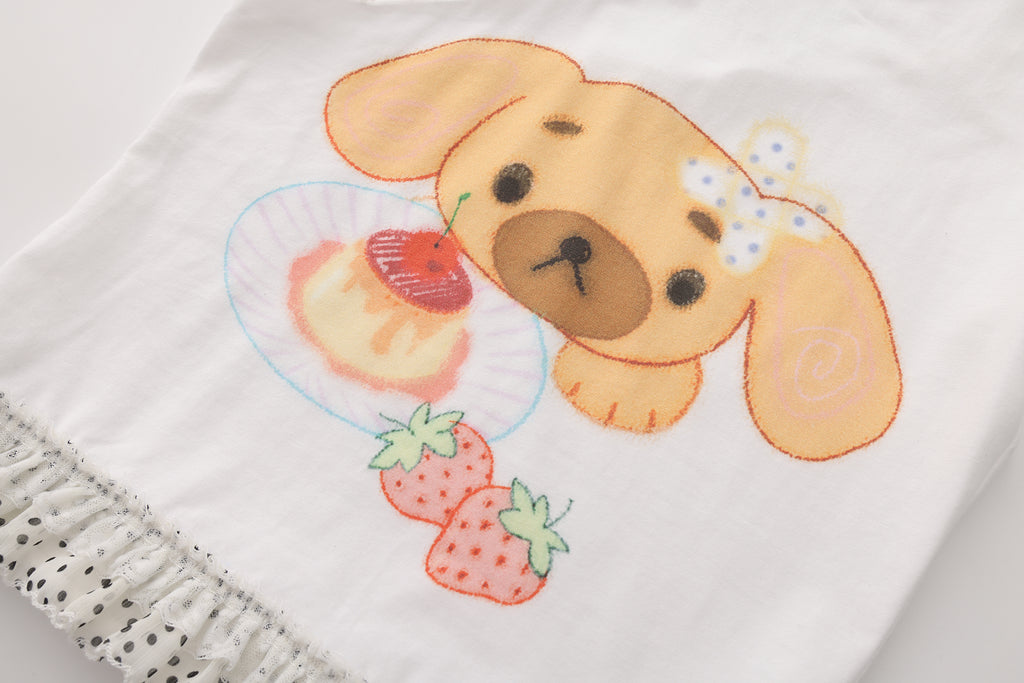 Ageha 25ss Lace-Up Dog Print Sleeveless Top