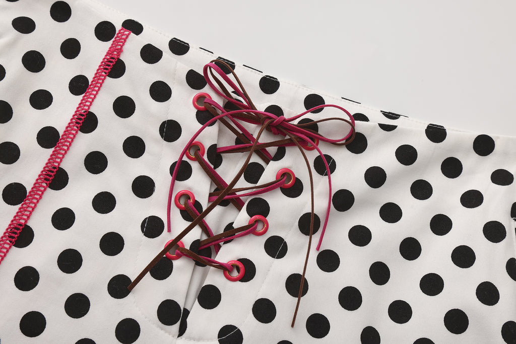 Ageha 25ss Polka Dot Paneled Low-Rise Capris