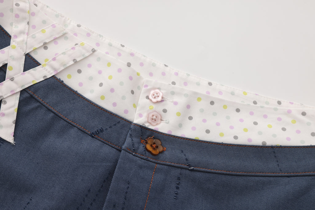 Ageha 25ss Blue Double-Waist Wide-Leg Pants