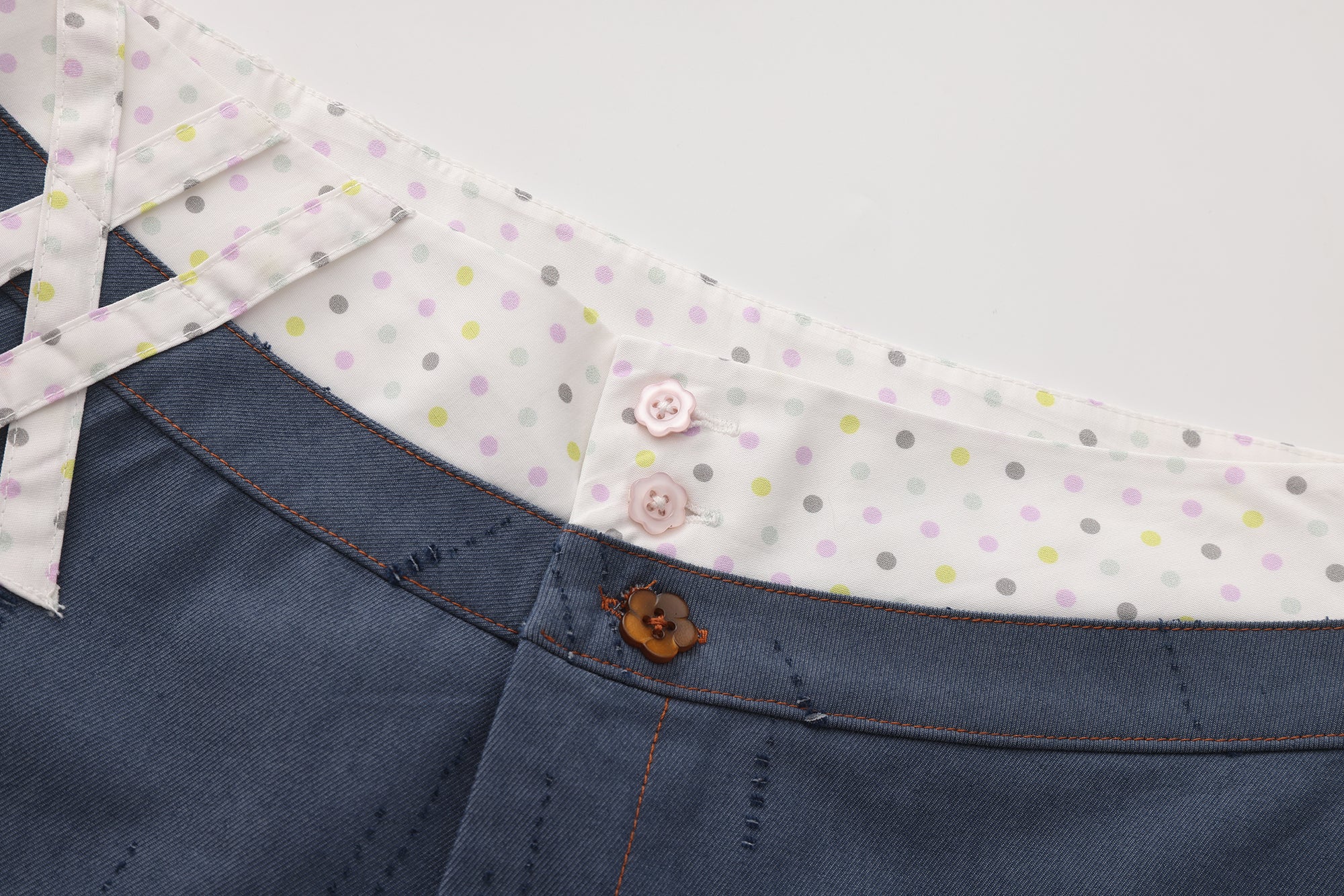 Ageha 25ss Blue Double-Waist Wide-Leg Pants