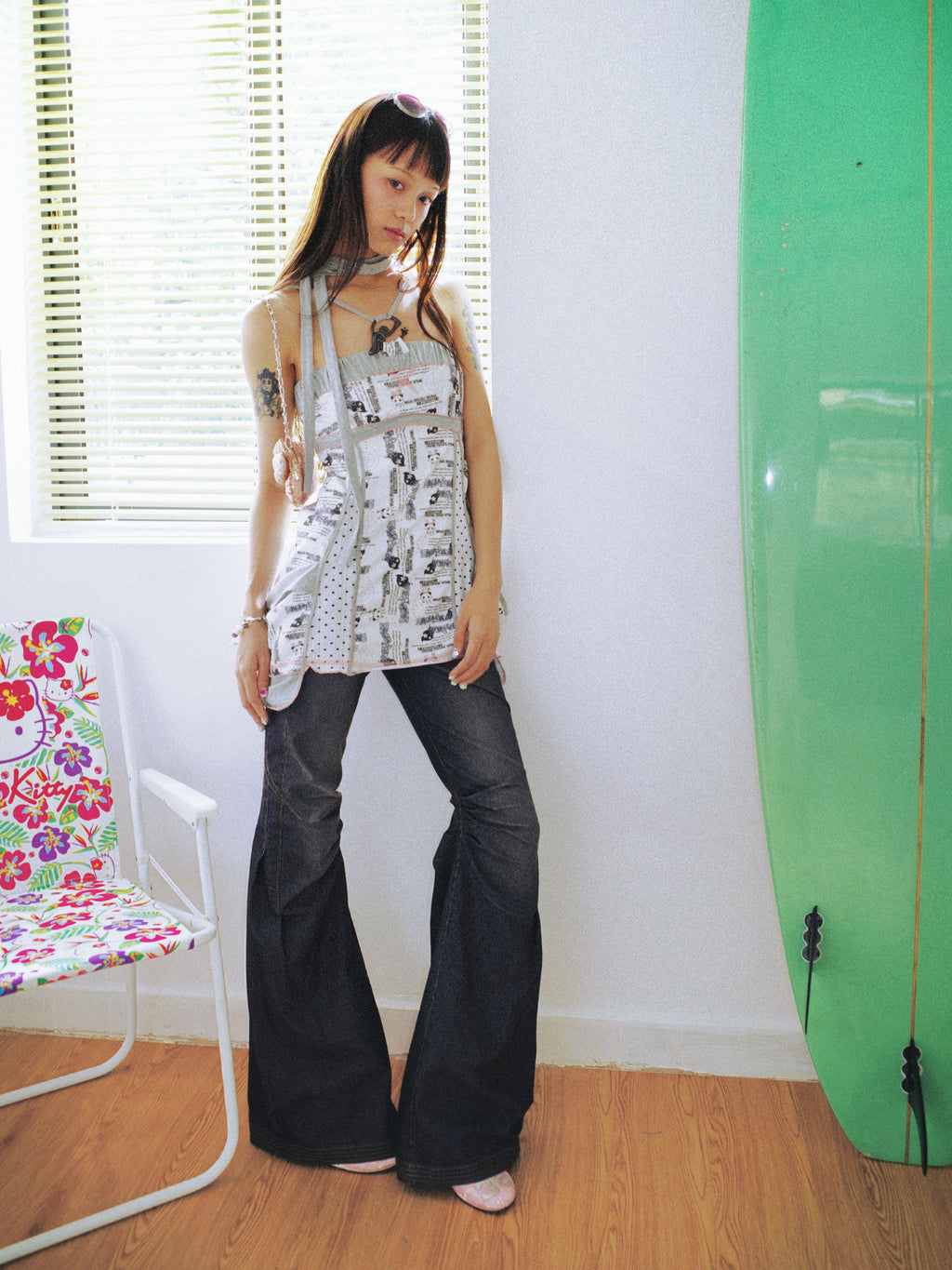 SassyLove 25SS Panda Print Bustier Oversized Pockets Dress