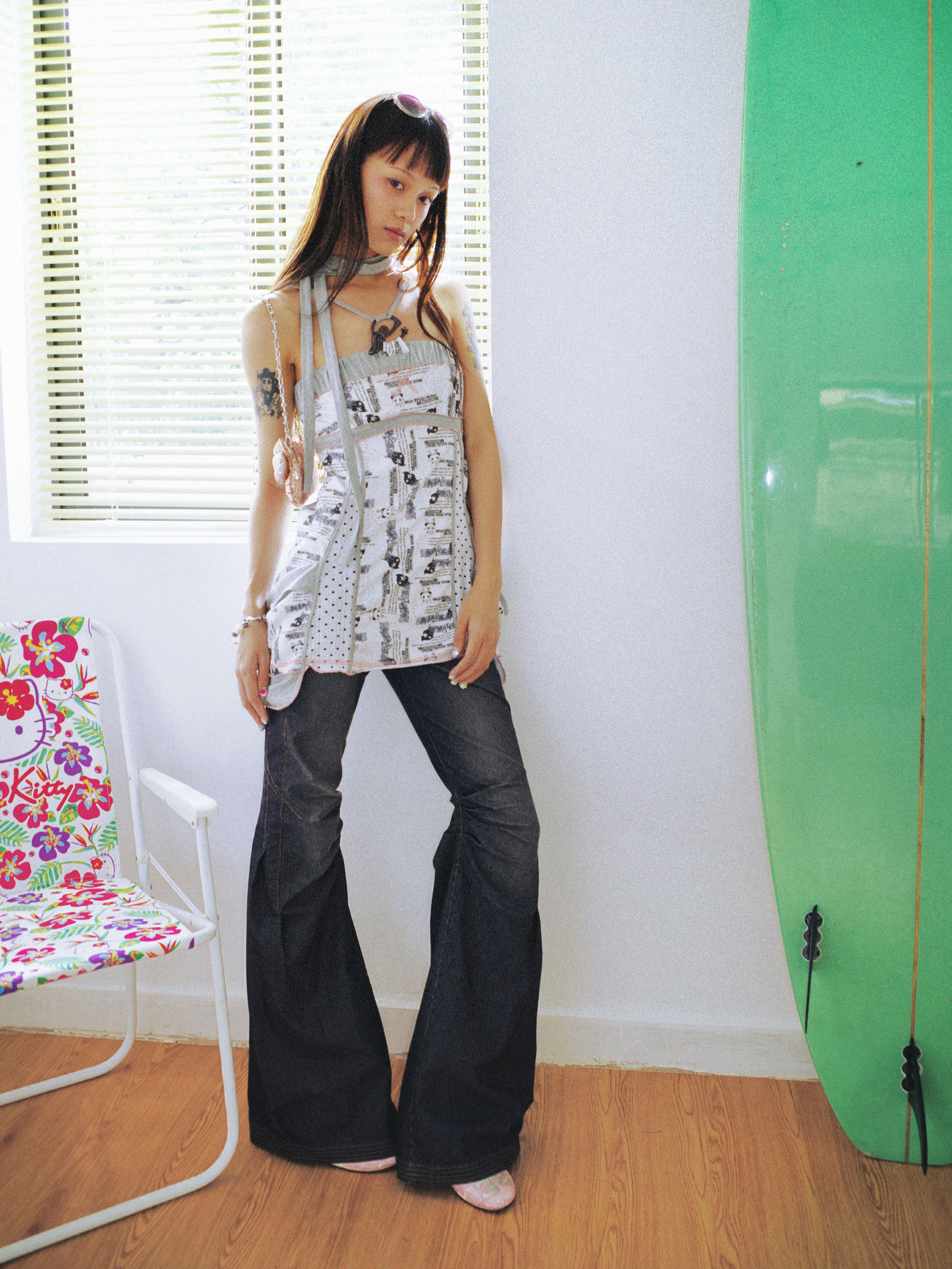 SassyLove 25SS Panda Print Bustier Oversized Pockets Dress