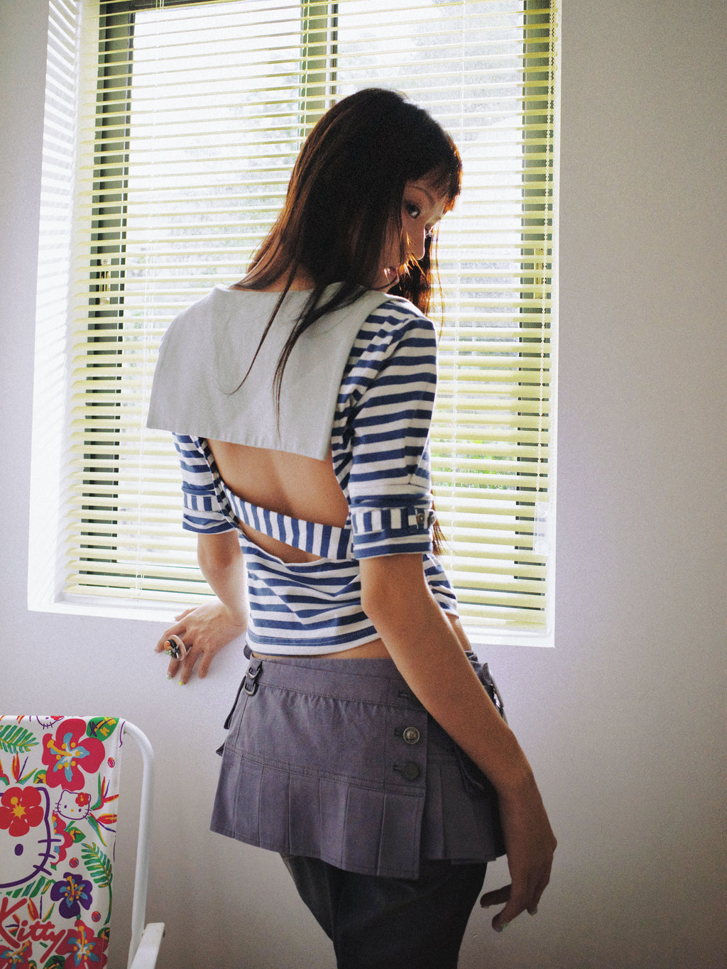 SassyLove 25SS Smoky Lavender Layered Pocket Mini Apron Skirt