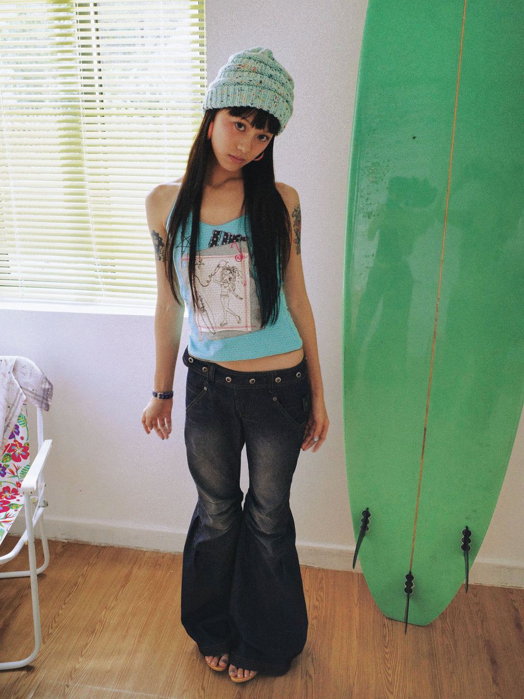 SassyLove 25SS "Bathing Beauty Diary" Embroidered Halter Neck Top