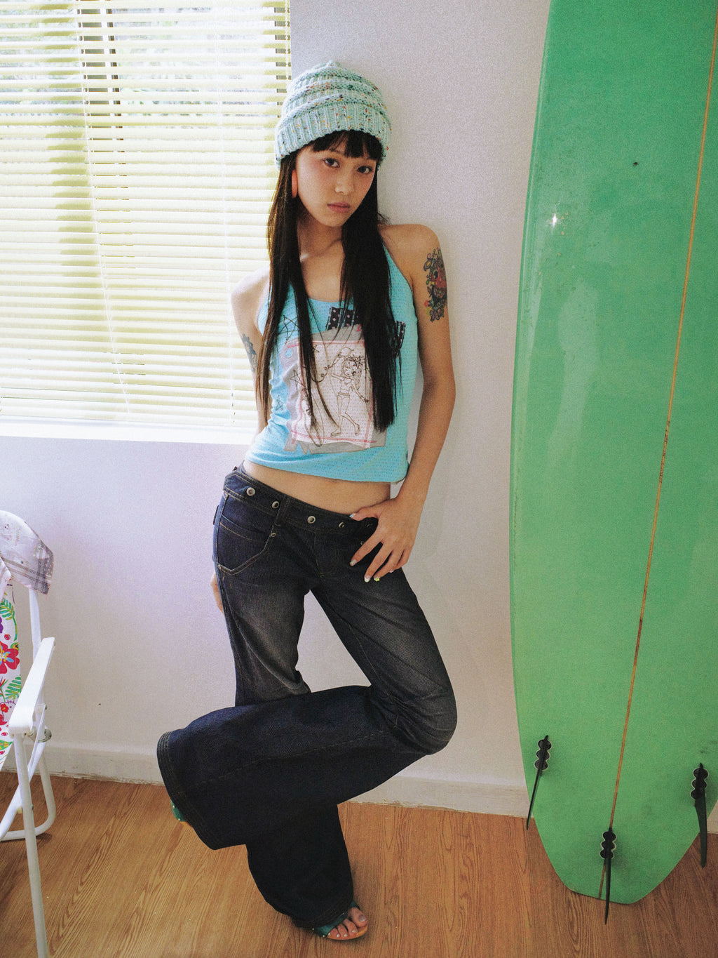 SassyLove 25SS "Bathing Beauty Diary" Embroidered Halter Neck Top