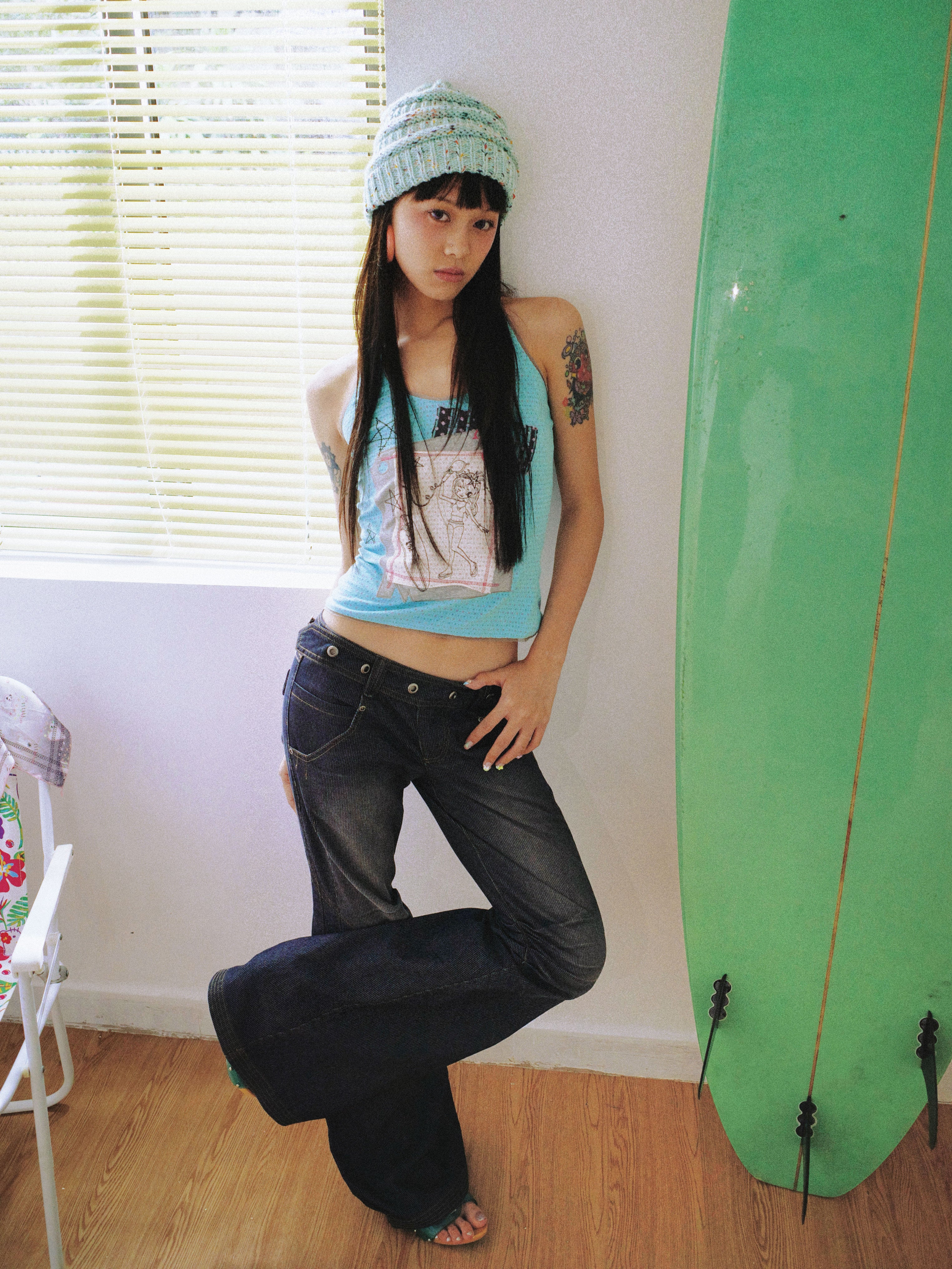 SassyLove 25SS "Bathing Beauty Diary" Embroidered Halter Neck Top