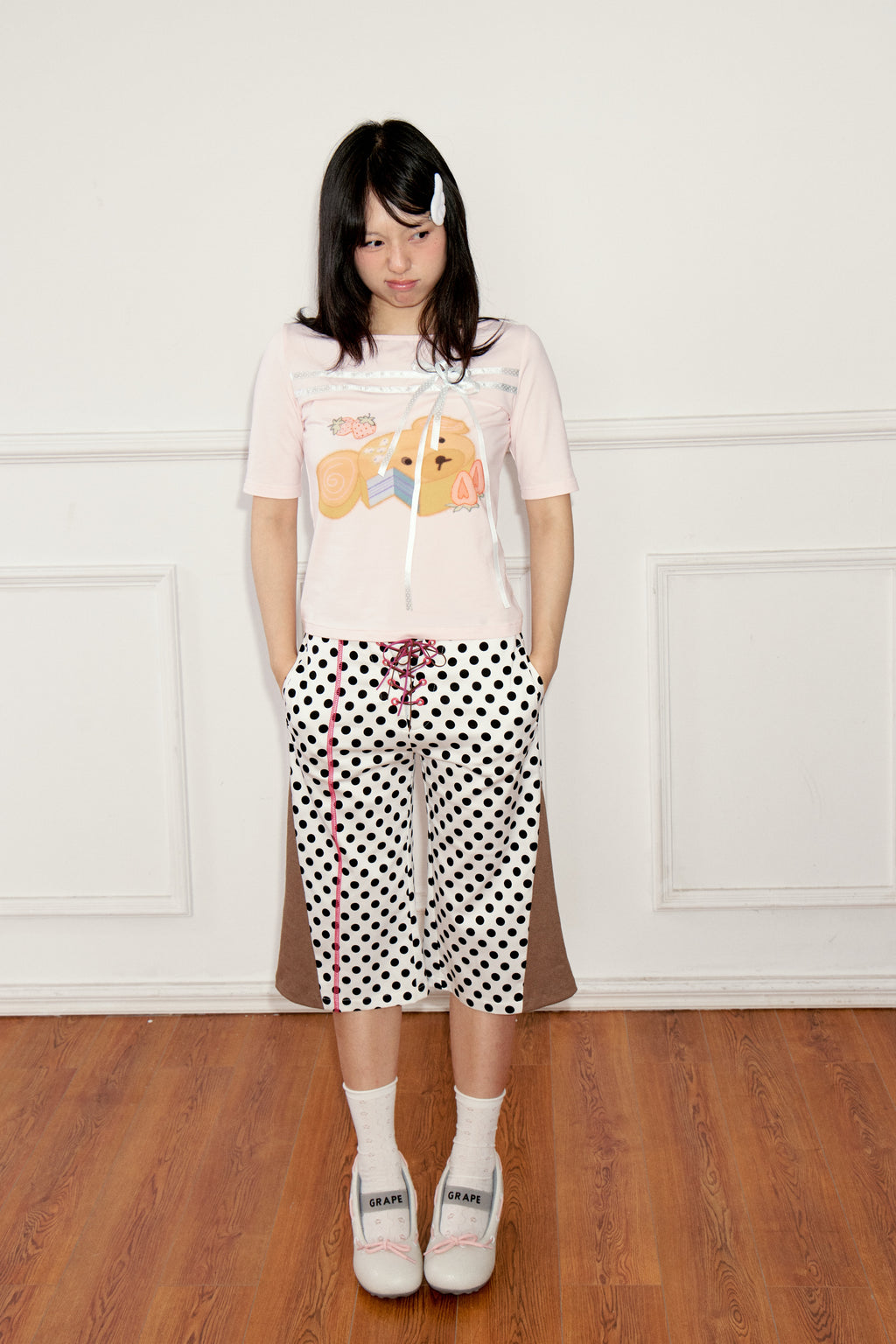 Ageha 25ss Bear Print Short-Sleeve Tee