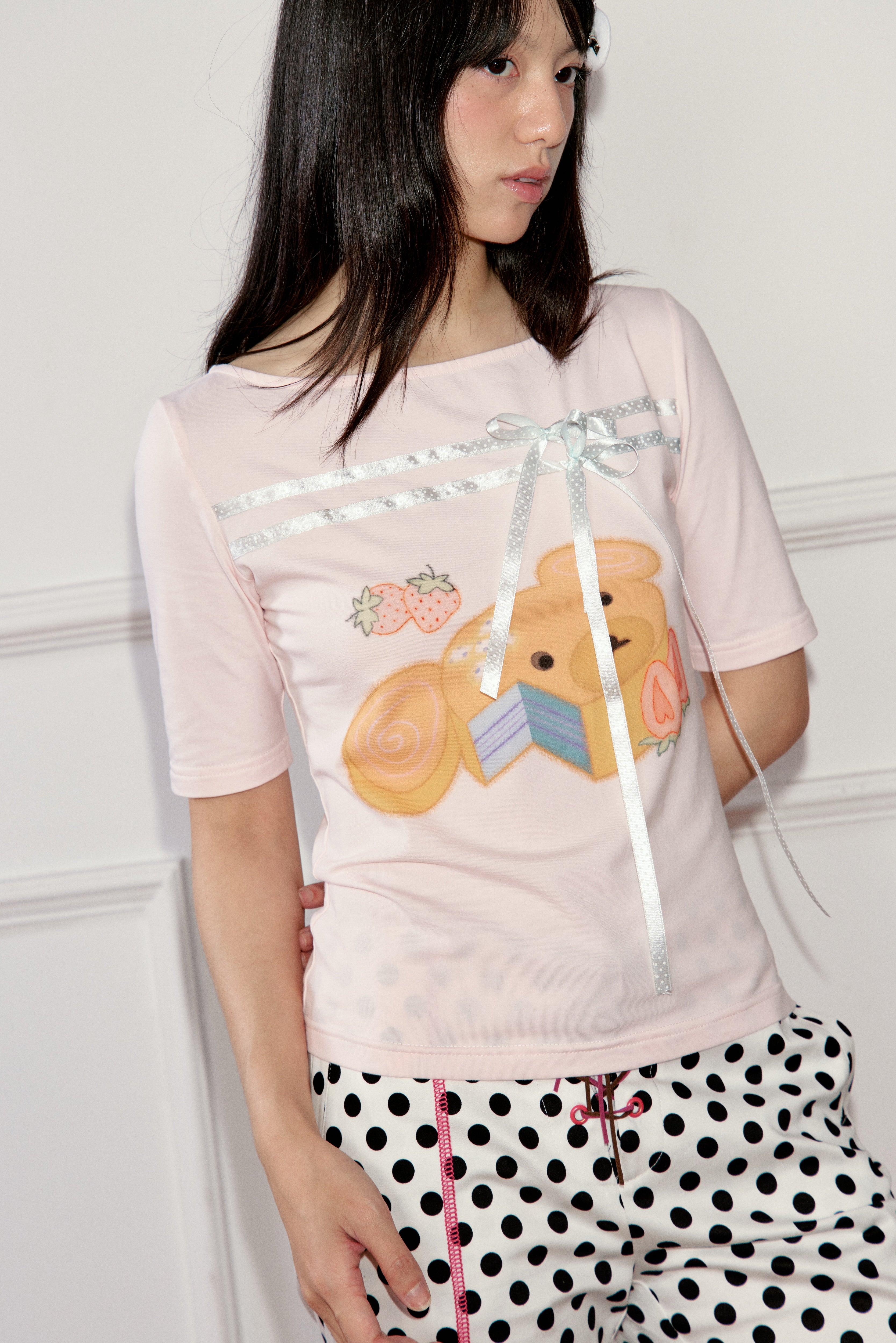 Ageha 25ss Bear Print Short-Sleeve Tee