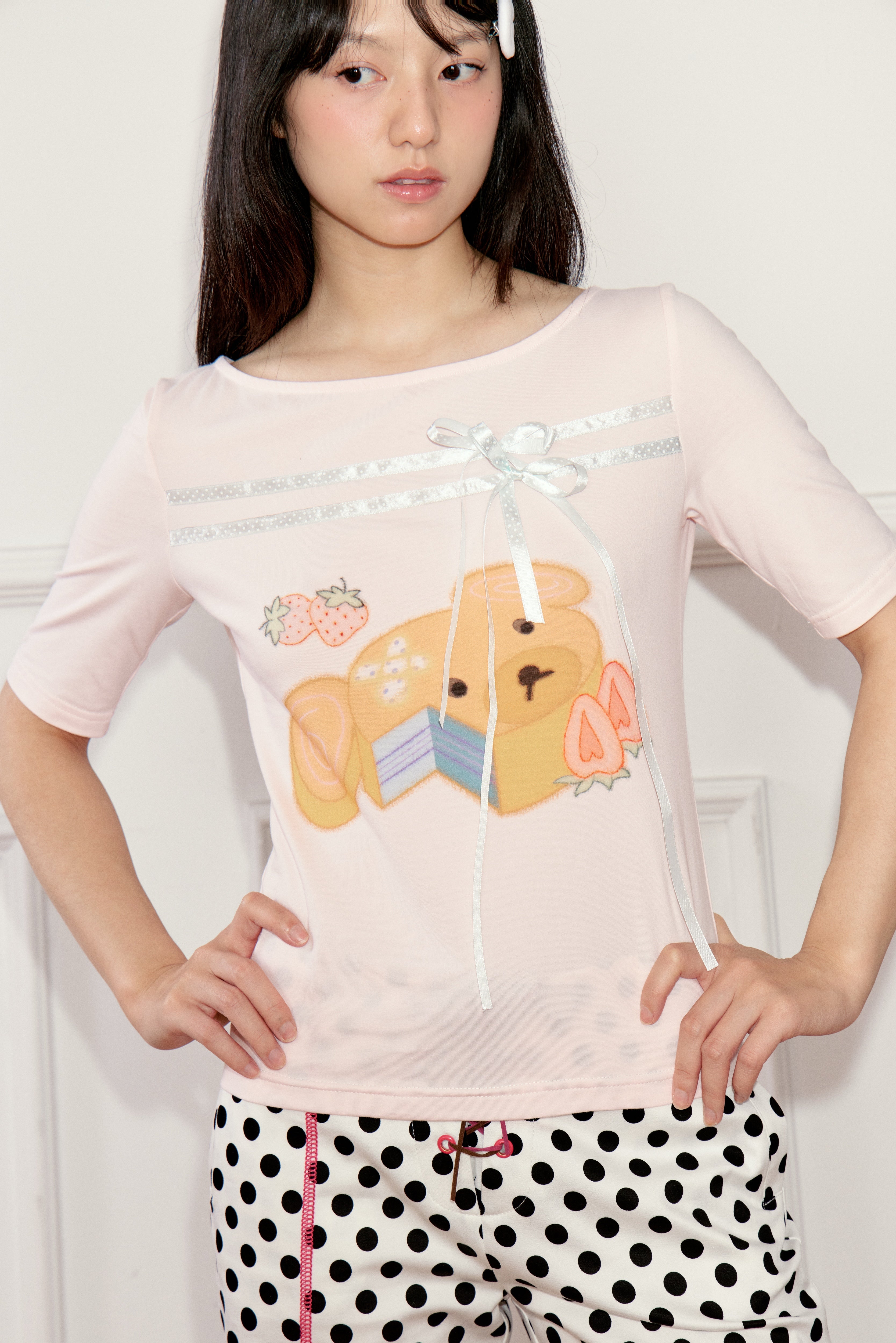 Ageha 25ss Bear Print Short-Sleeve Tee