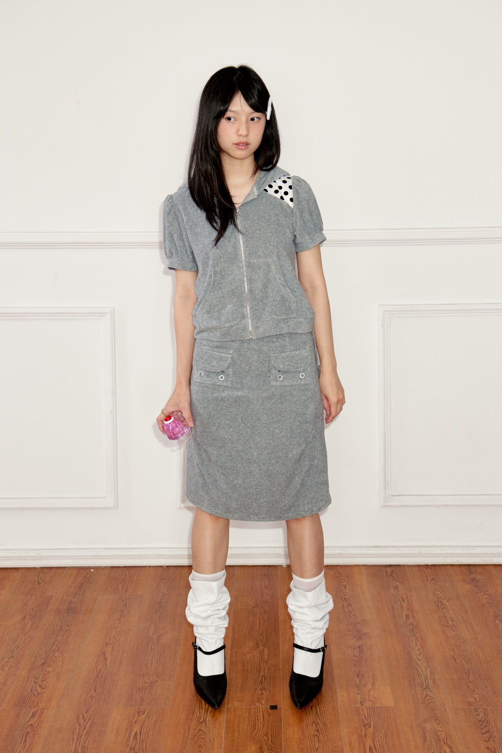 Ageha 25ss Detachable Lace Trim Terry Skirt