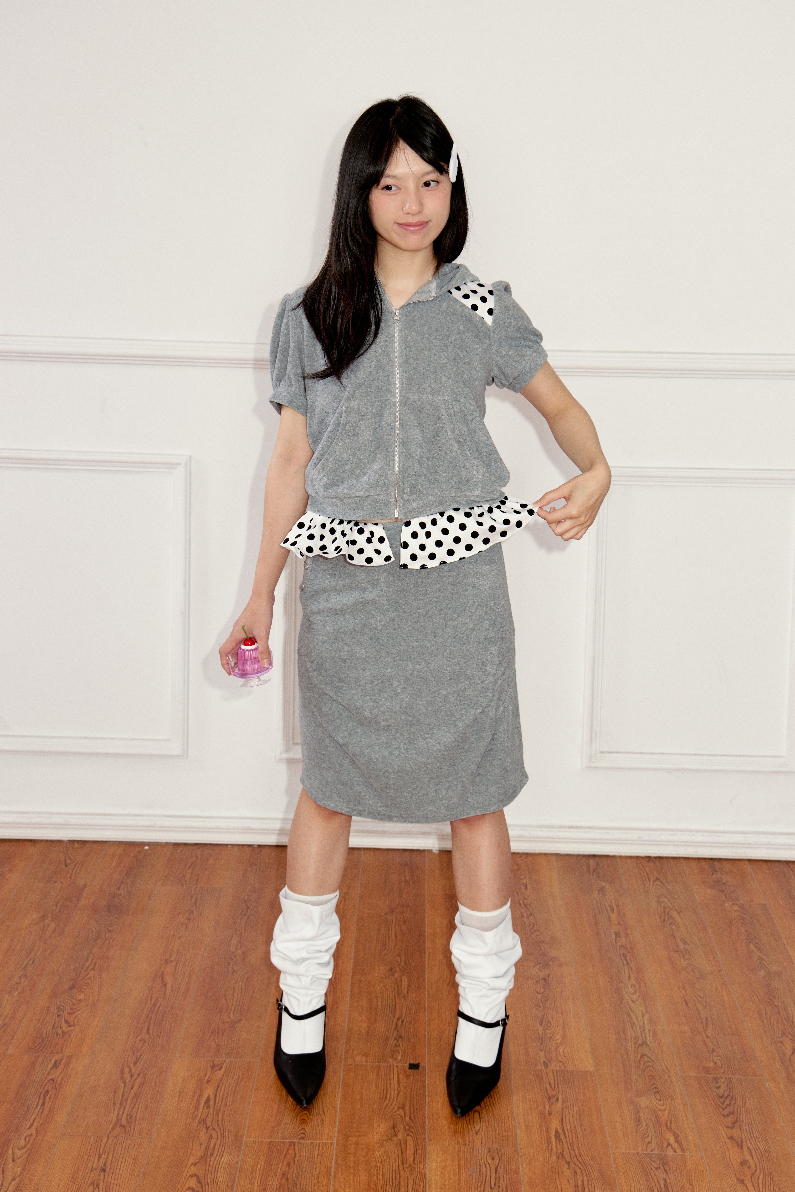 Ageha 25ss Terry Hooded Short-Sleeve Jacket