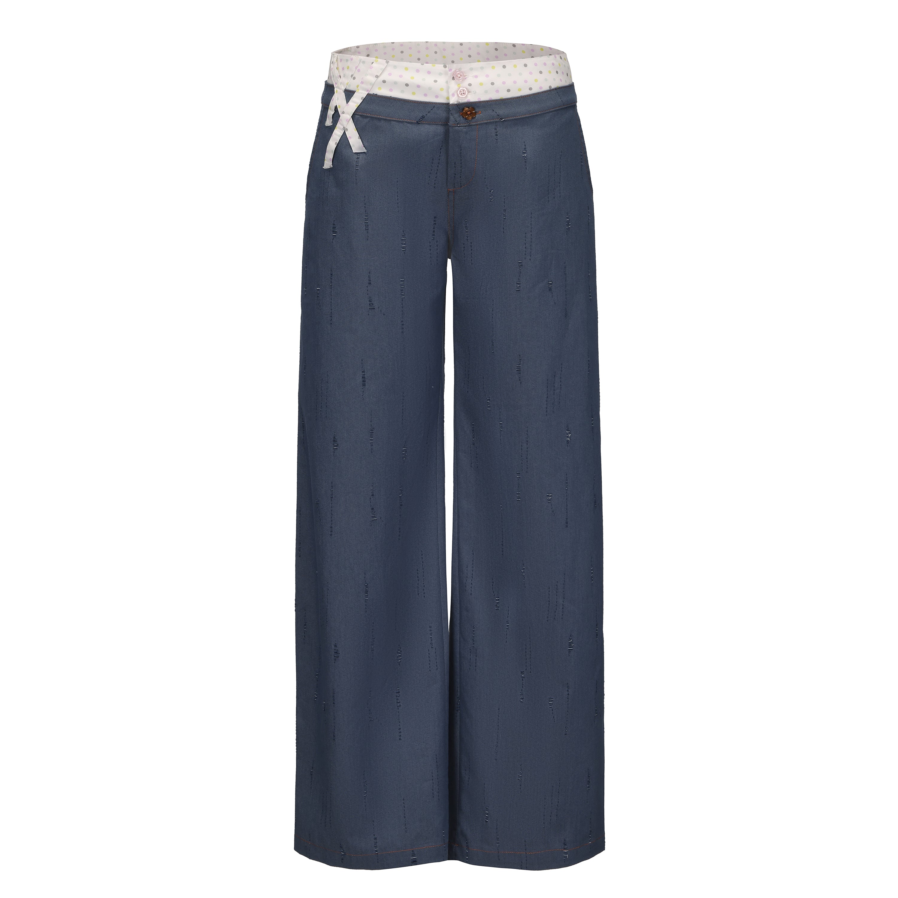 Ageha 25ss Blue Double-Waist Wide-Leg Pants