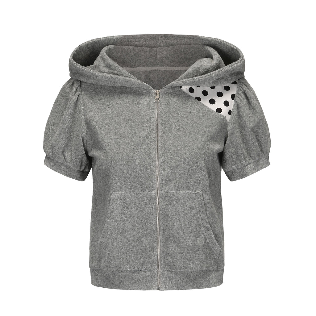 Ageha 25ss Terry Hooded Short-Sleeve Jacket