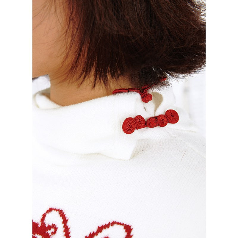 Leele Butterfly Paper-Cut Mandarin Collar Sweater