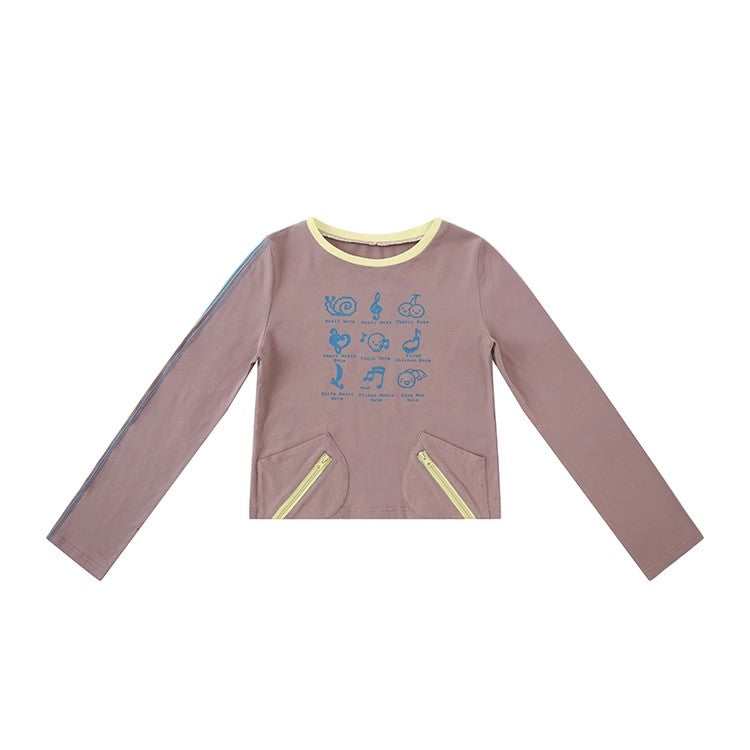 Leele Music Note Foam Print Graphic T-shirt