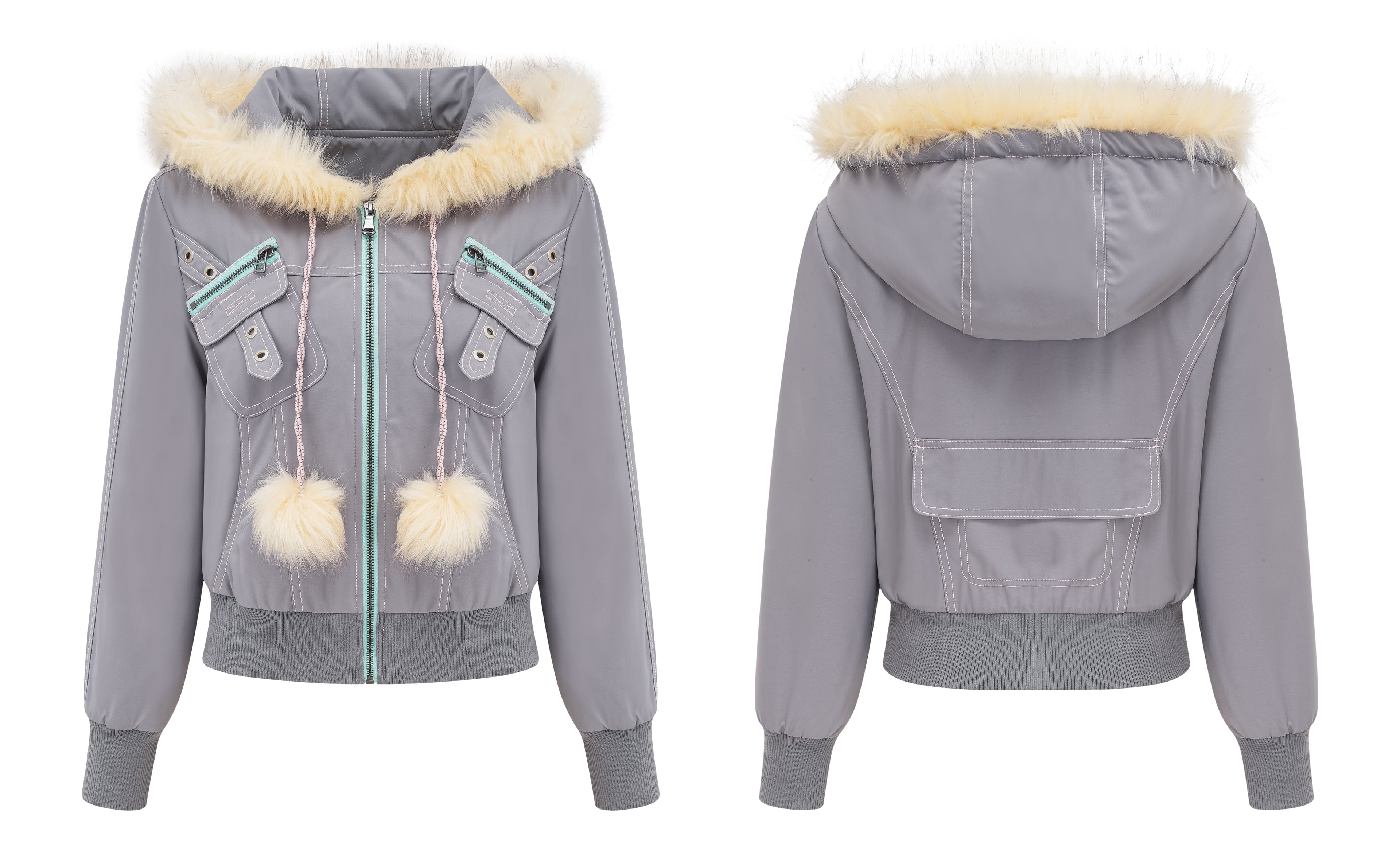 SassyLove Quilted Fur Hood Puffer Jacket