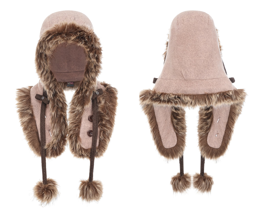 SassyLove Knit Pom-Pom Earflap & Scarf