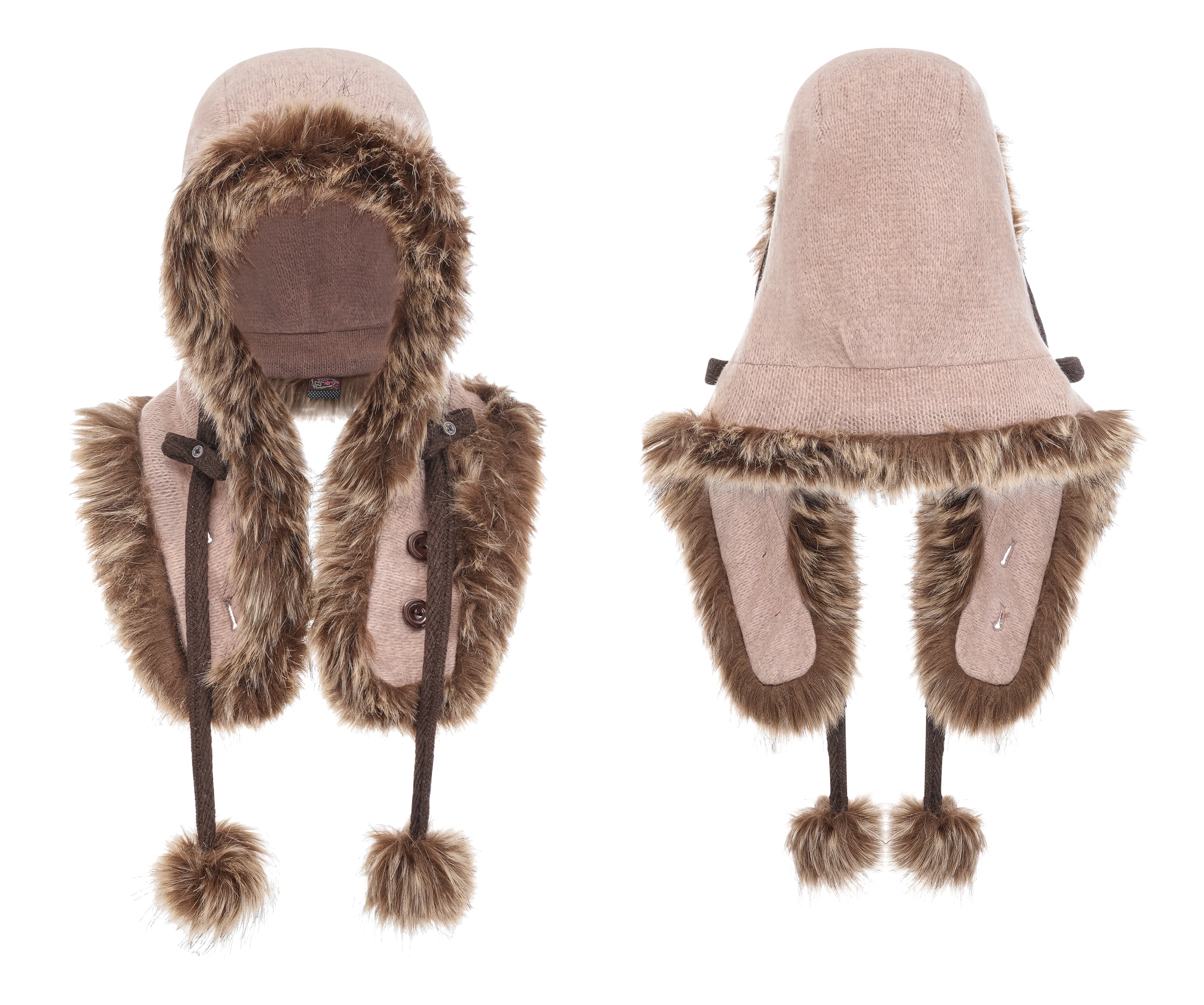 SassyLove Knit Pom-Pom Earflap & Scarf