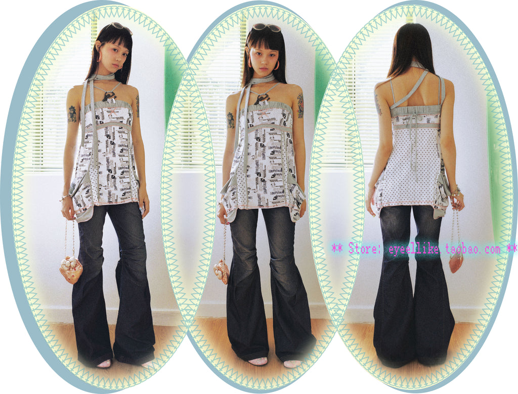 SassyLove 25SS Panda Print Bustier Oversized Pockets Dress