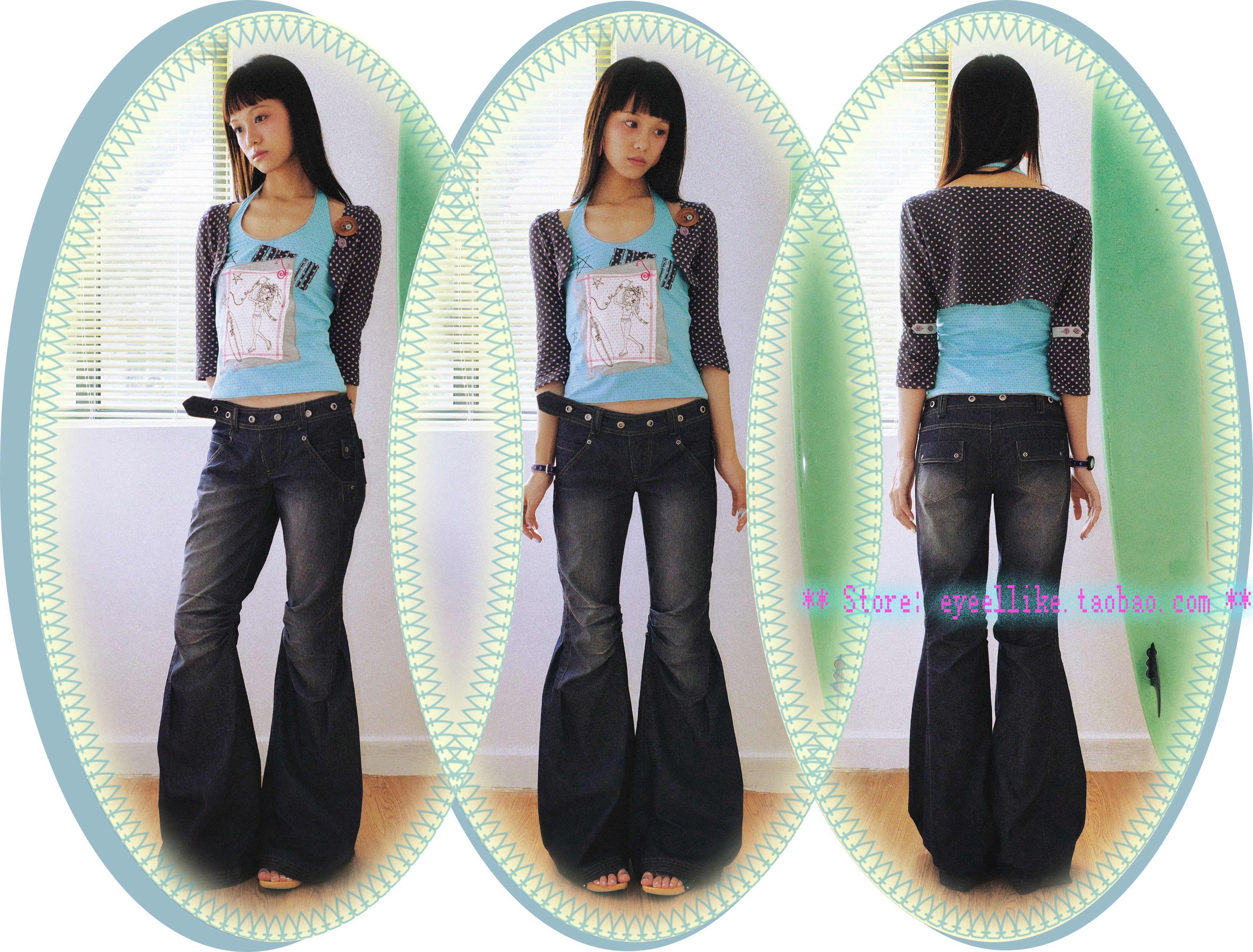 SassyLove 25SS Polka Dot Cropped Cardigan with Button